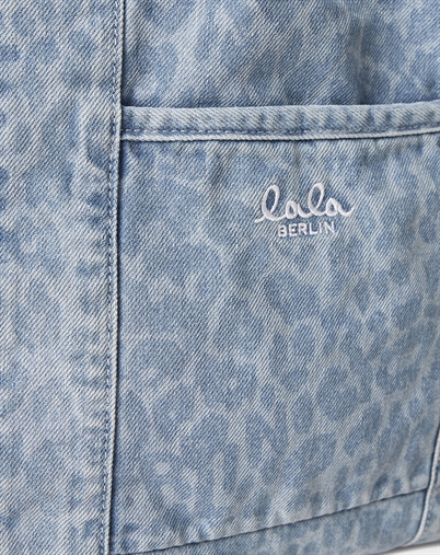 Lala Berlin - Merge East West Printed Denim Tote Taske - Washed Blue Denim